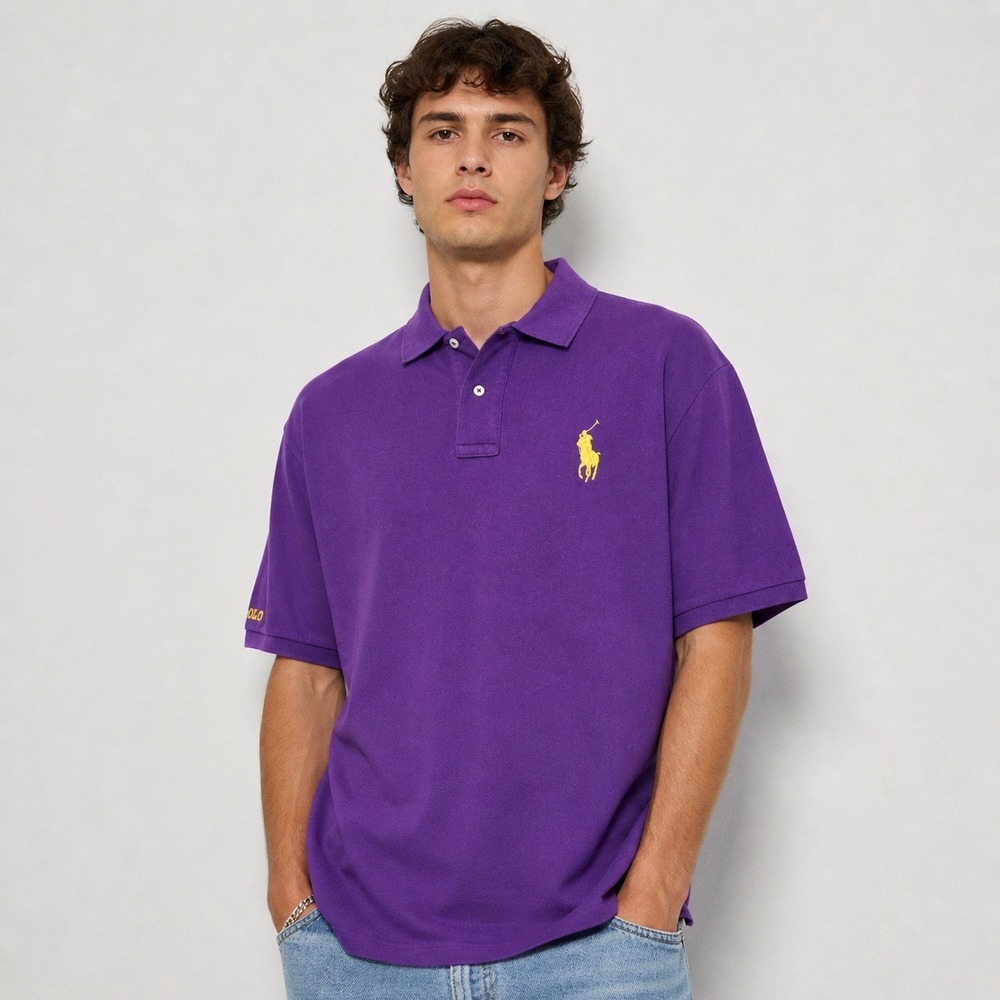 Polo Ralph Lauren Polo Shirt Men's XL Purple Big Pony Cotton Classic Fit‎ Preppy